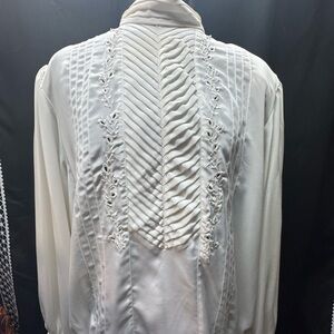 Elegant White Blouse with Embroidered Details